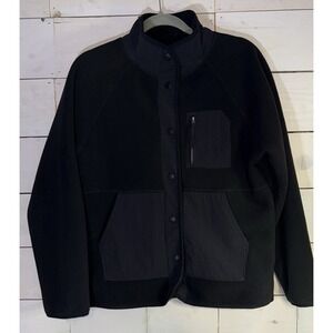 NWT Te Verde Women's Sherpa Snap Jacket Black Size M